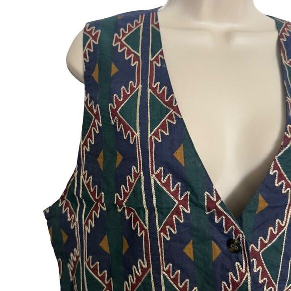 Stefano International Womens Vintage Embroidered Aztec Vest Top 80s Tie Back M - Picture 6 of 16